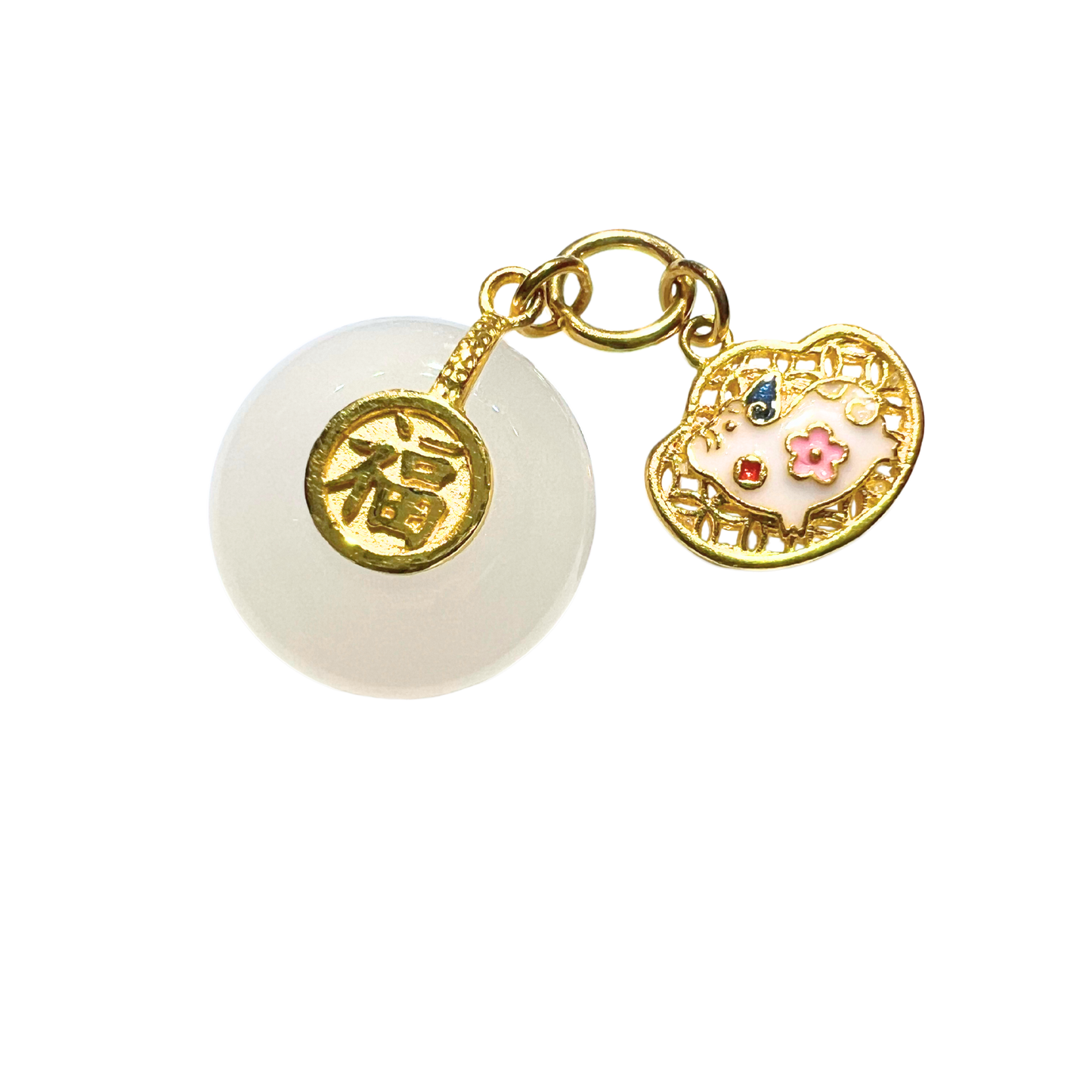 24K Chinese Zodiac Hetian Jade Gold Charm (Pig)