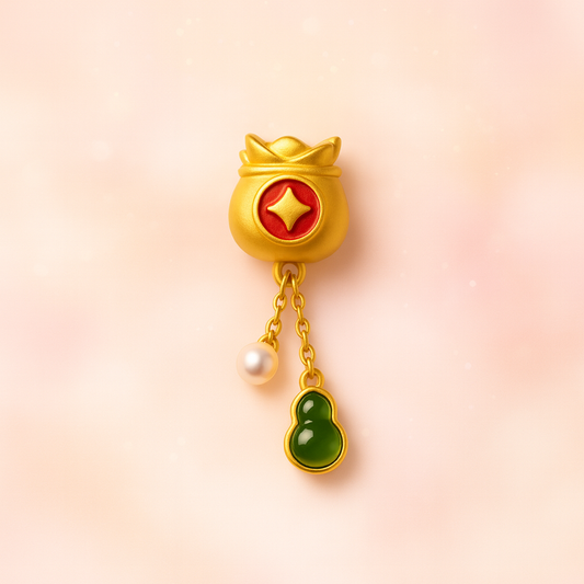 24k Gold Hetian Jade Charm