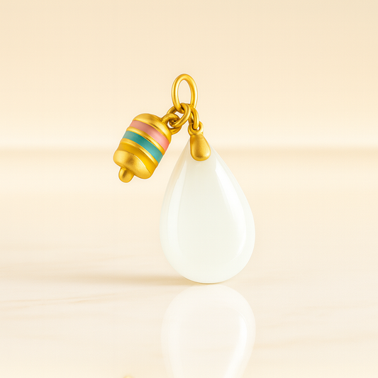 24k Gold Hetian Jade Ice Cream Charm