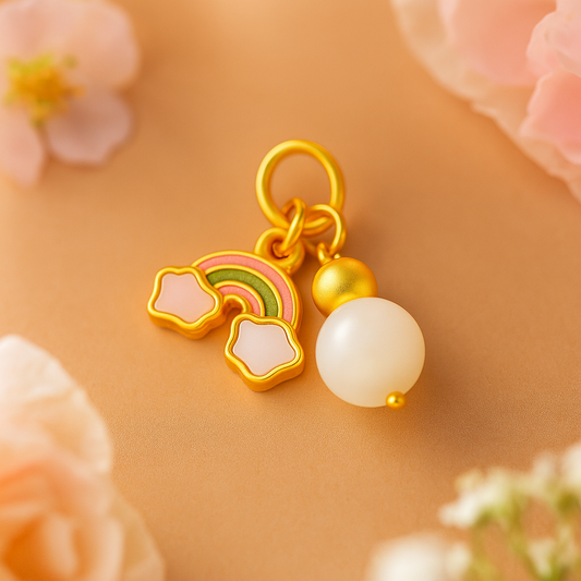 24k Gold Hetian Jade Charm