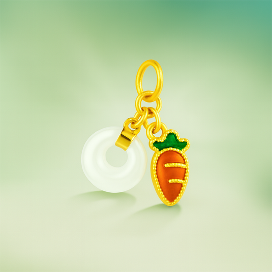 24k Gold Hetian Jade Tangerine Charm