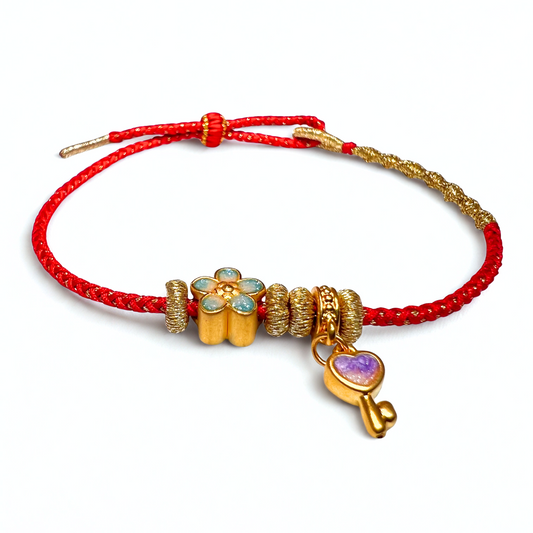 24K Gold Bracelet (Flower, Key)