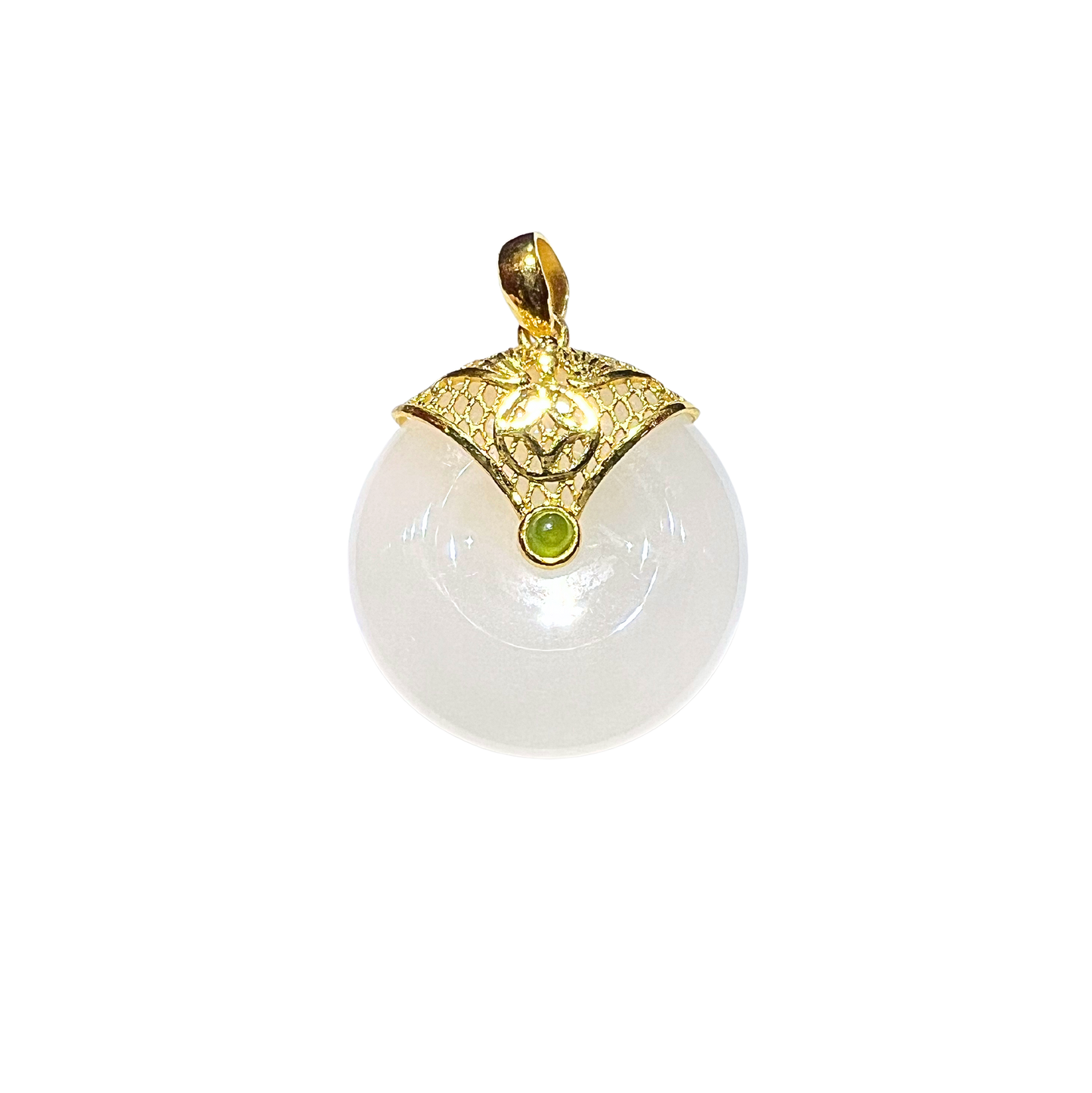 24K Hetian Jade Pendant (Peace Buckle)