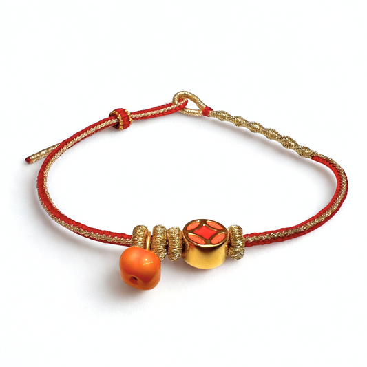 24K Gold Bracelet (Tangerine, Lucky Charm)