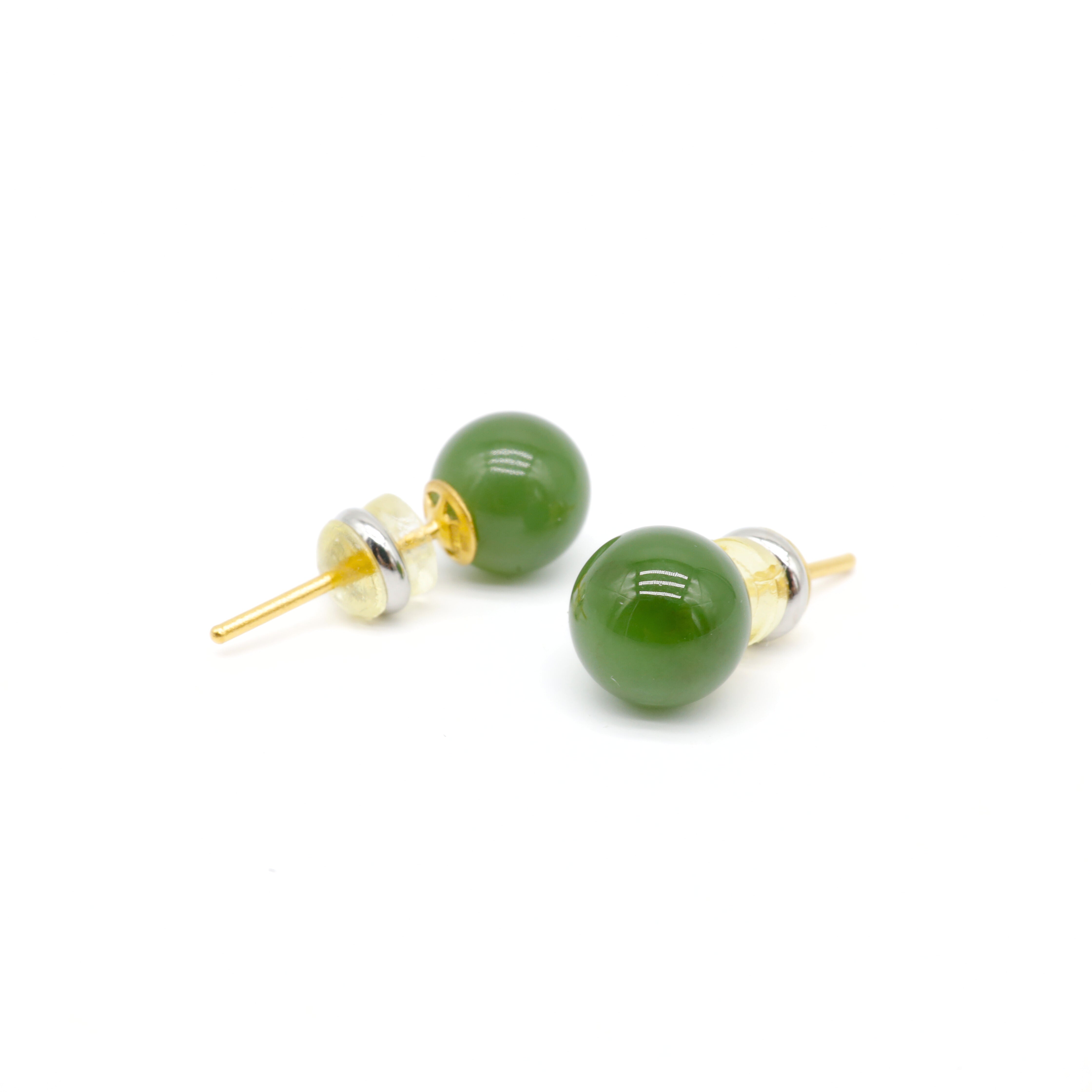 24K Gold Hetian Jade Earring 24K Gold Hetian Jade Earring