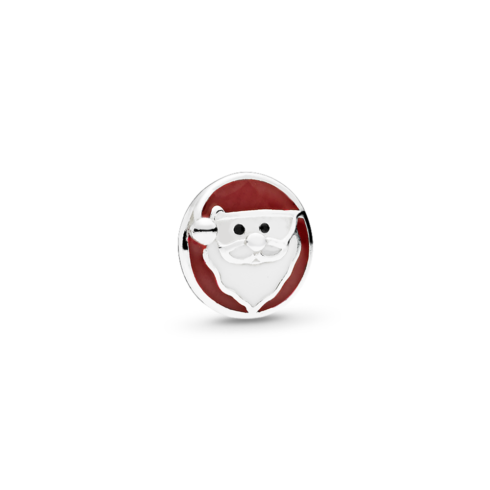 PANDORA LOCKET CHARM Jolly Santa Christmas Petite with Red and White Enamel - 792168ENMX(RETIRED)