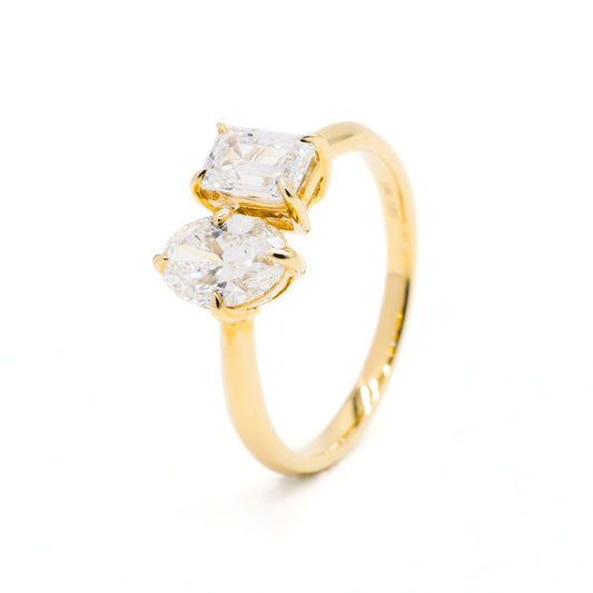 Toi et Moi Oval & Emerald Lab Grown Diamonds Ring