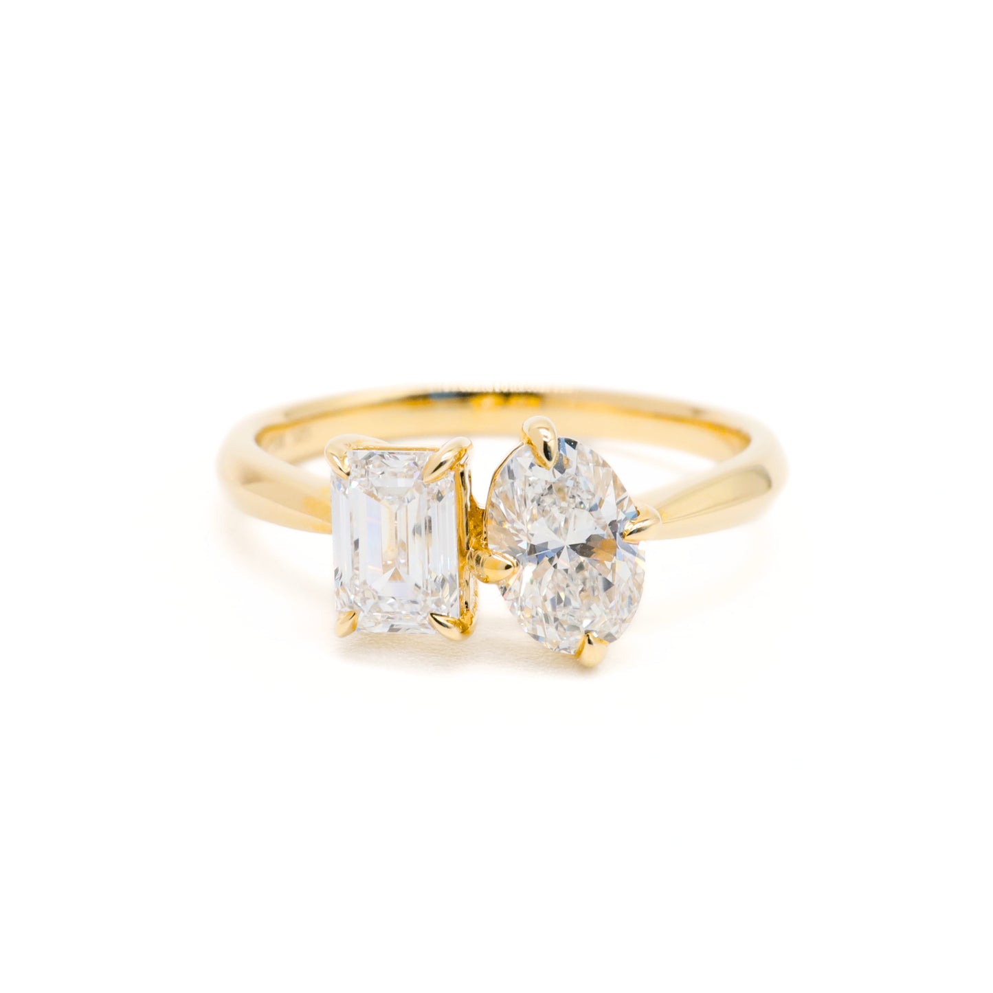 Toi et Moi Oval & Emerald Lab Grown Diamonds Ring