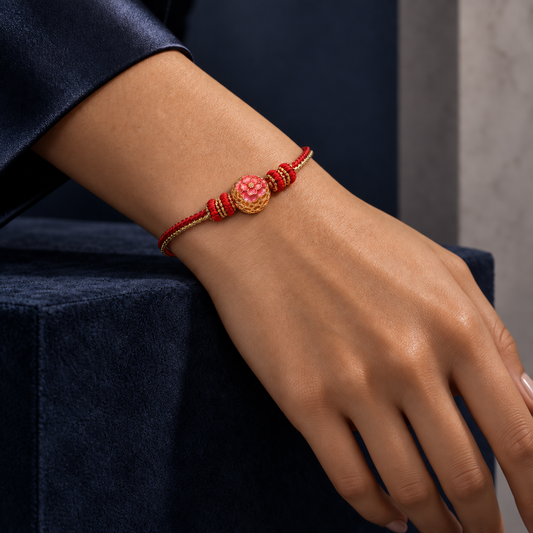 24K Gold Floral Enamel Bead Bracelet