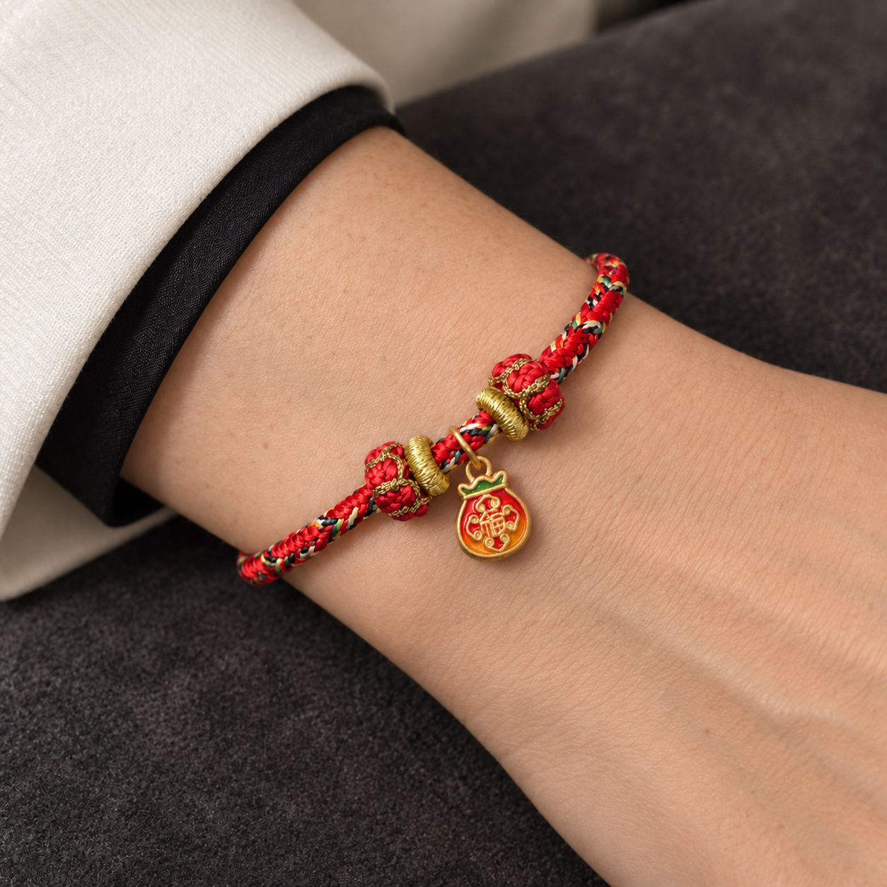 24K Gold Fortune Bag Bracelet