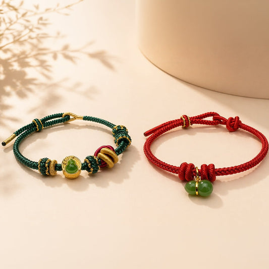 24K Gold Hetian Jade Gourd Bracelet