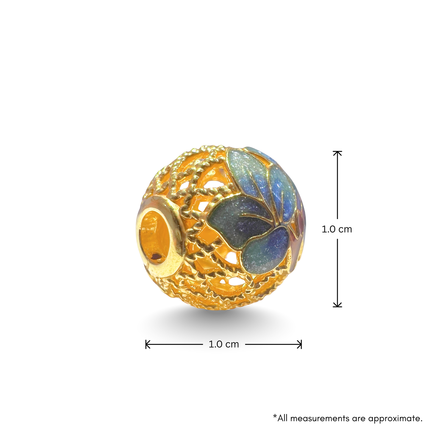 24K Gold Floral Bead Charm