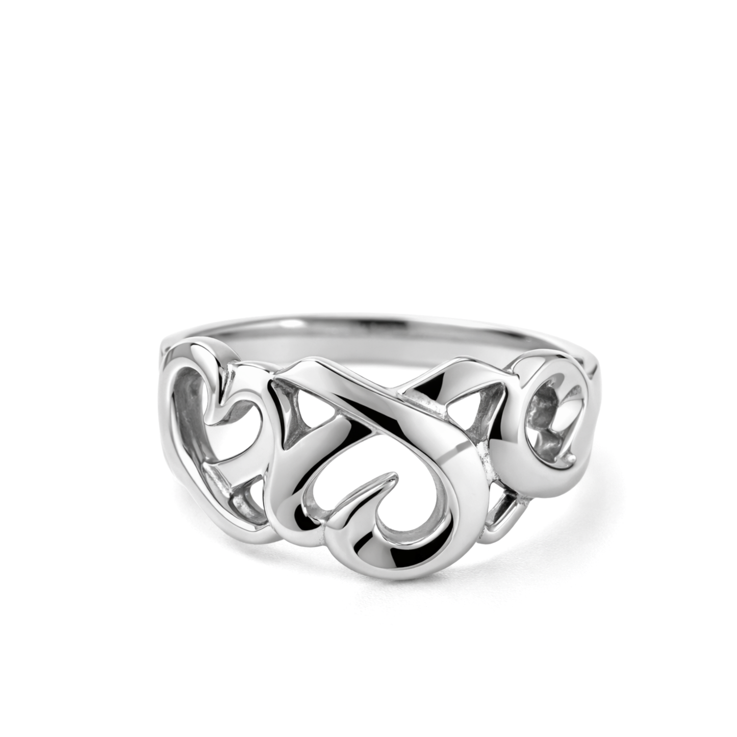 White Gold Open Heart Ring
