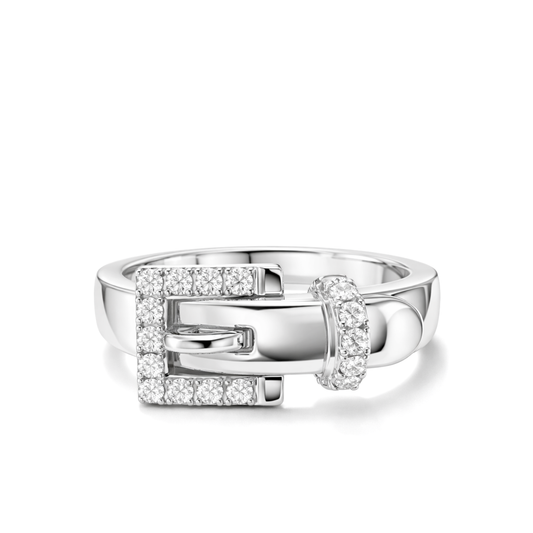 White Gold Belt Buckle Diamond Ring