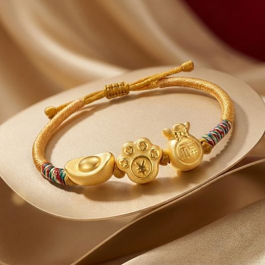 24K Gold Woven Cord Bracelet