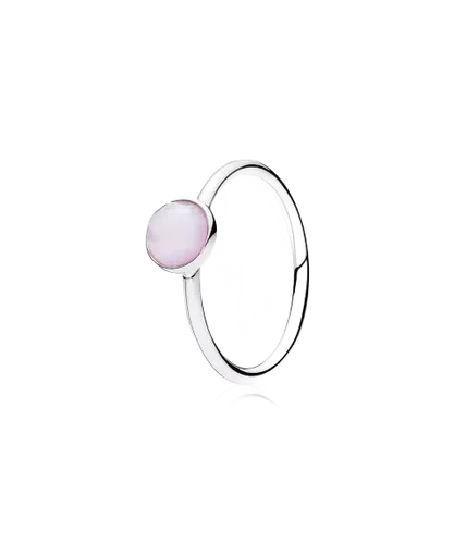 Pandora October Birthstone Droplet Ring with Dome-Cut Opalescent Pink Crystal - 191012NOP-50(RETIRED)