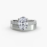 Wide Band Solitaire with Pavé Band Wide Band Solitaire with Pavé Band