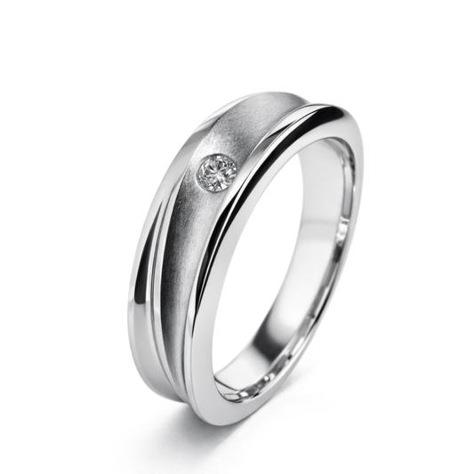White Gold Brushed Diamond Band
