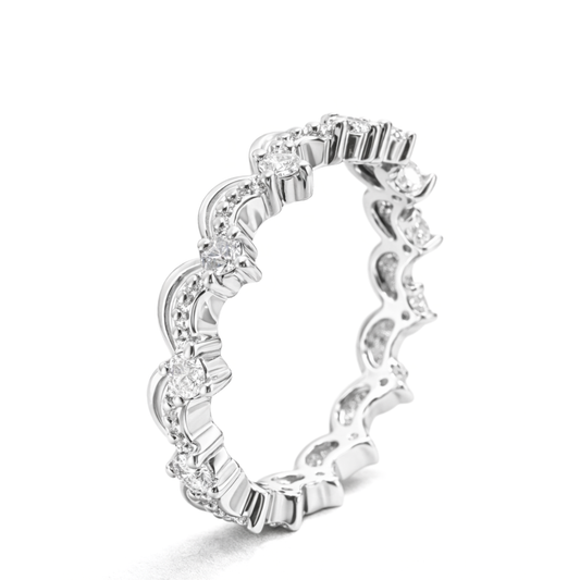 White Gold Wave Diamond Eternity Band Ring