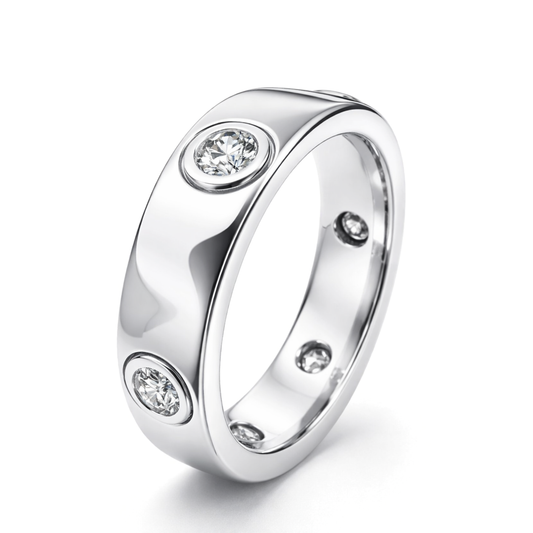 White Gold Bezel-Set Diamond Band