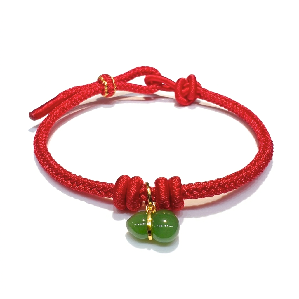 24K Gold Hetian Jade Gourd Bracelet