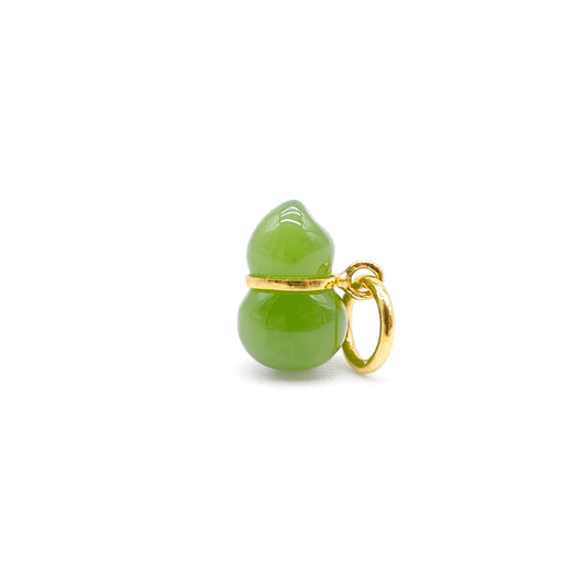 24K Gold Hetian Jade Gourd Charm