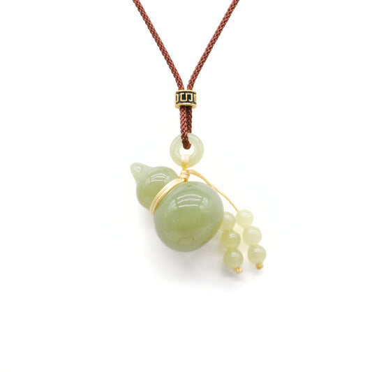 24K Gold Hetian Jade Calabash Necklace