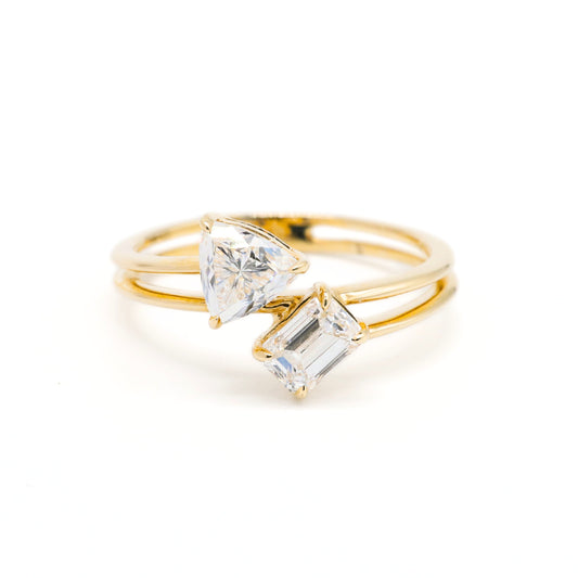 Toi et Moi Trillion & Emerald Lab Grown Diamonds Ring