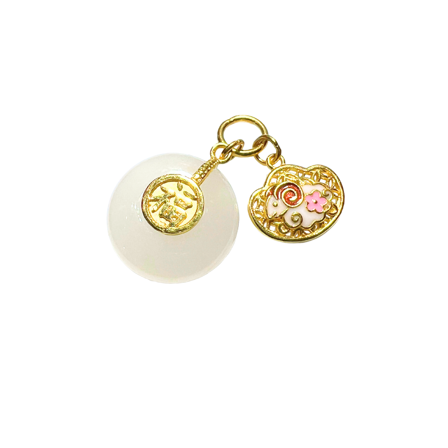 24K Chinese Zodiac Hetian Jade Gold Charm (Goat)