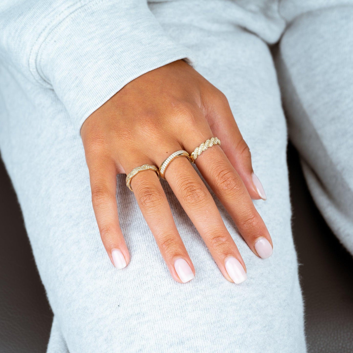 Crossover Pave Diamond Ring