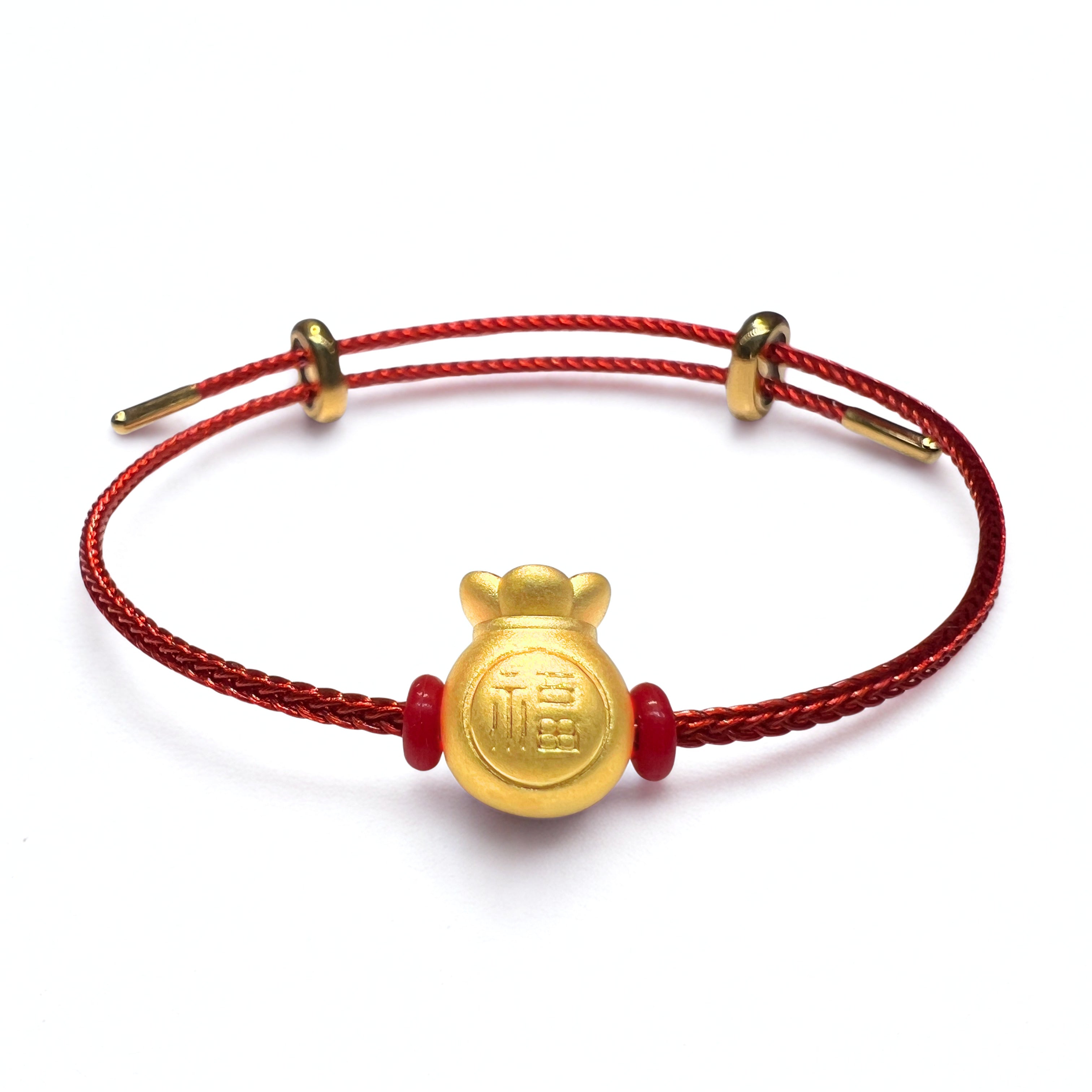 24K Gold Money Bag Charm Bracelet