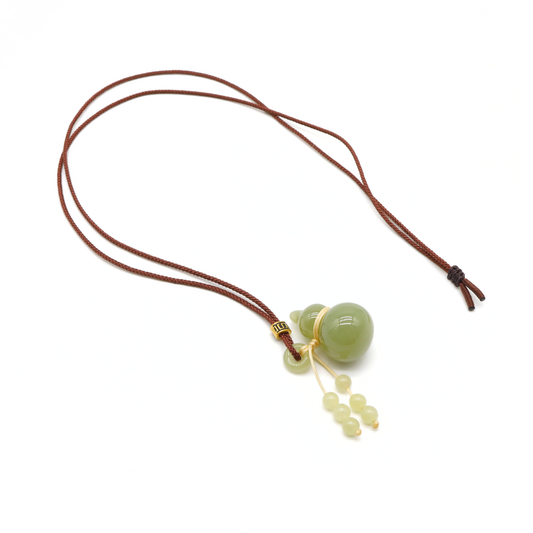 24K Gold Hetian Jade Calabash Necklace