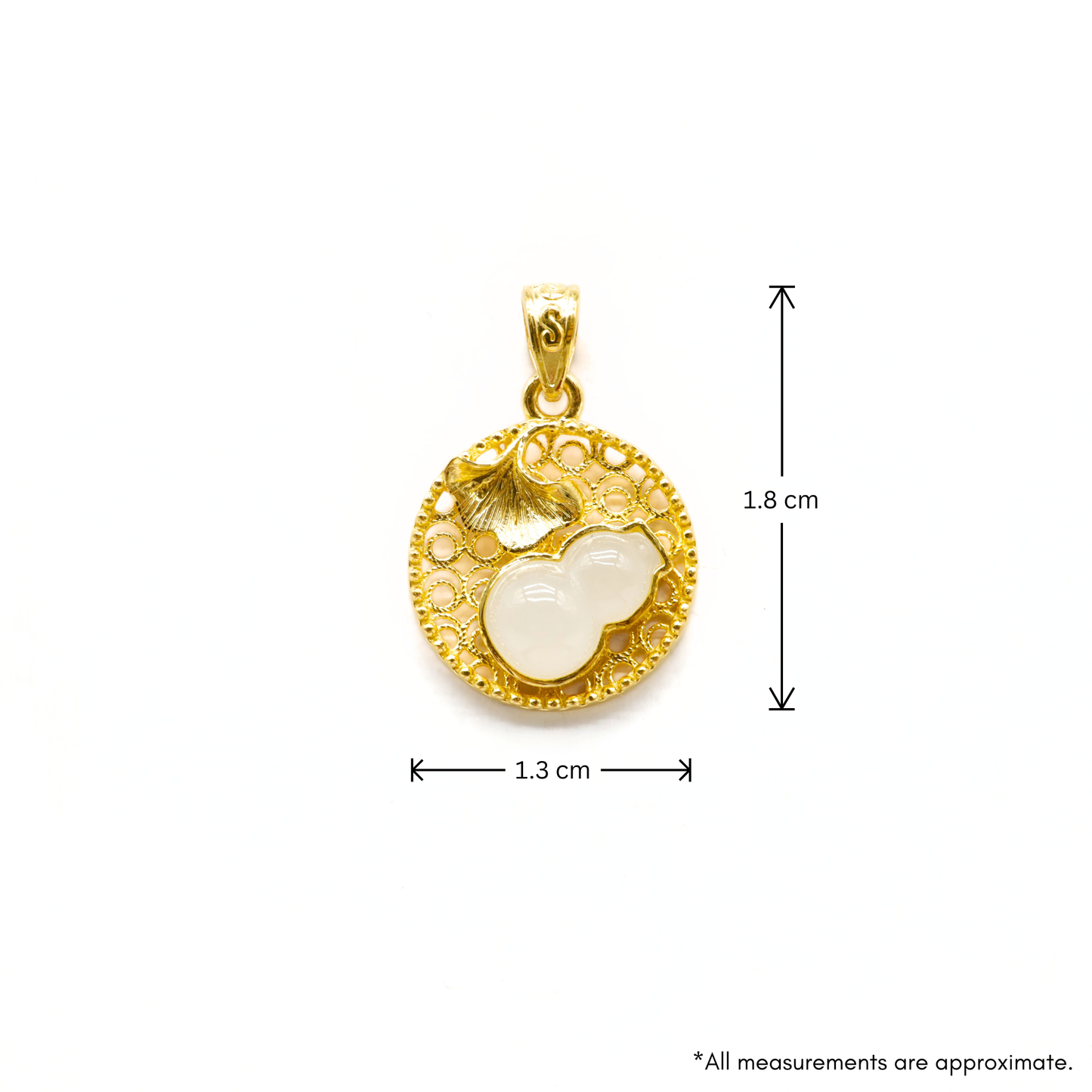 24K Gold Hetian Jade Calabash Pendant