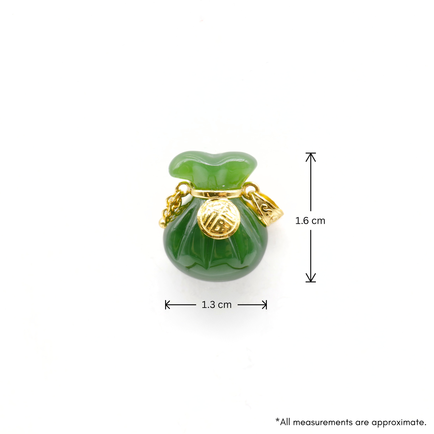 24K Gold Hetian Jade Fortune Bag Pendant