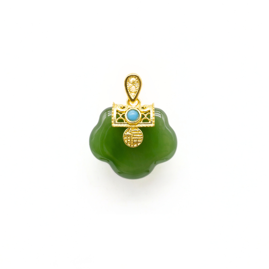 24K Gold Hetian Jade Pendant