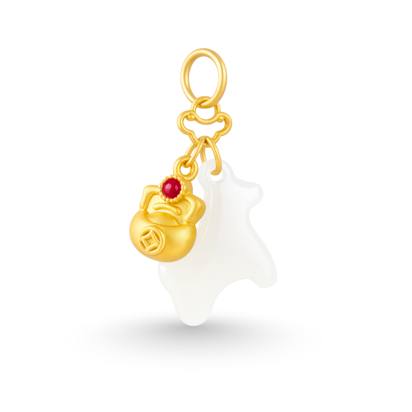 24k Gold Hetian Jade Chinese Zodiac Horse Charm