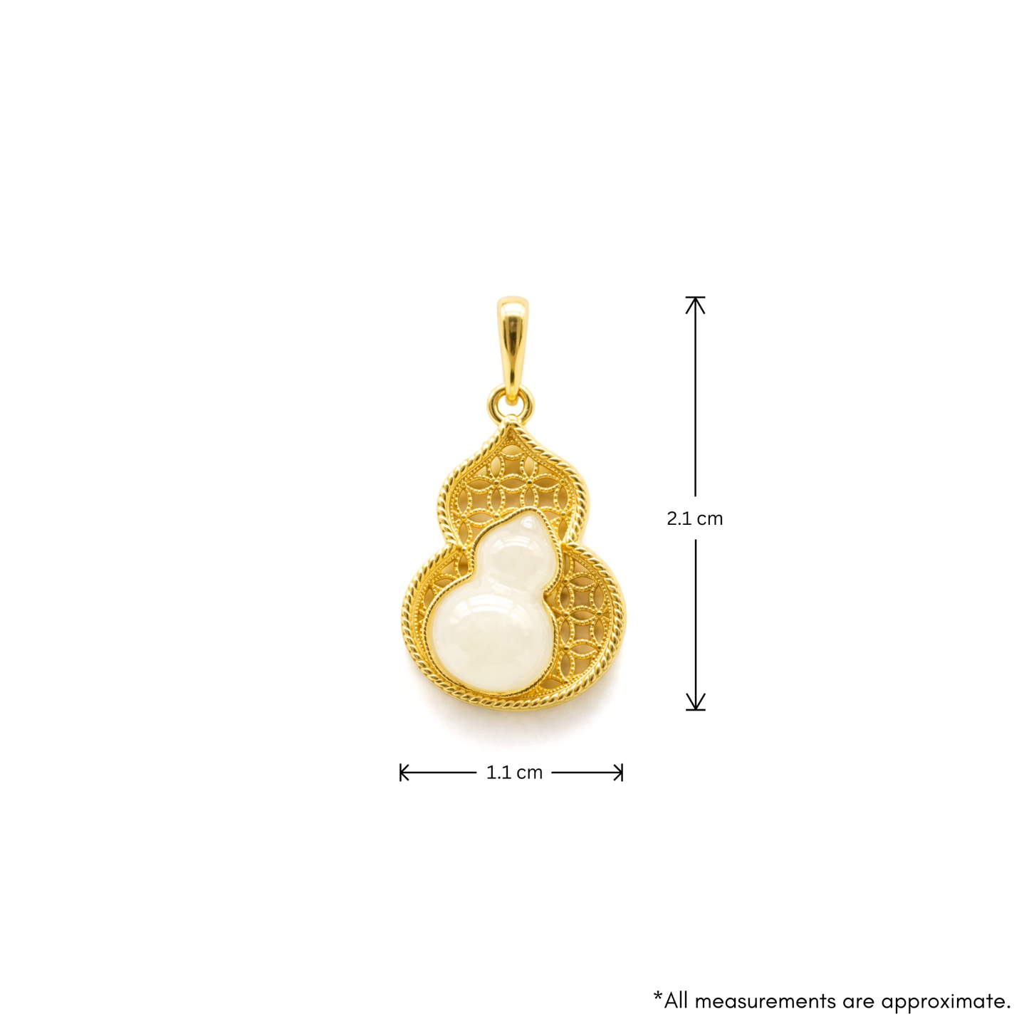 24K Gold Hetian Jade Calabash Pendant