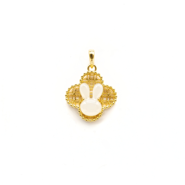 24K Gold Hetian Jade Rabbit Zodiac Pendant