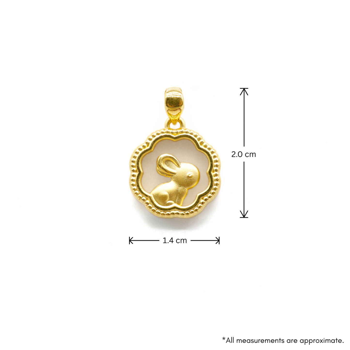 24K Gold Hetian Jade Rabbit Zodiac Pendant