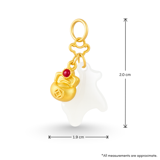 24k Gold Hetian Jade Chinese Zodiac Horse Charm