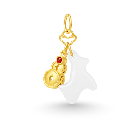 24k Gold Hetian Jade Chinese Zodiac Horse Charm