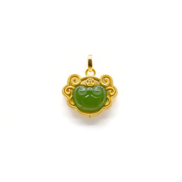 24K Gold Hetian Jade Pendant