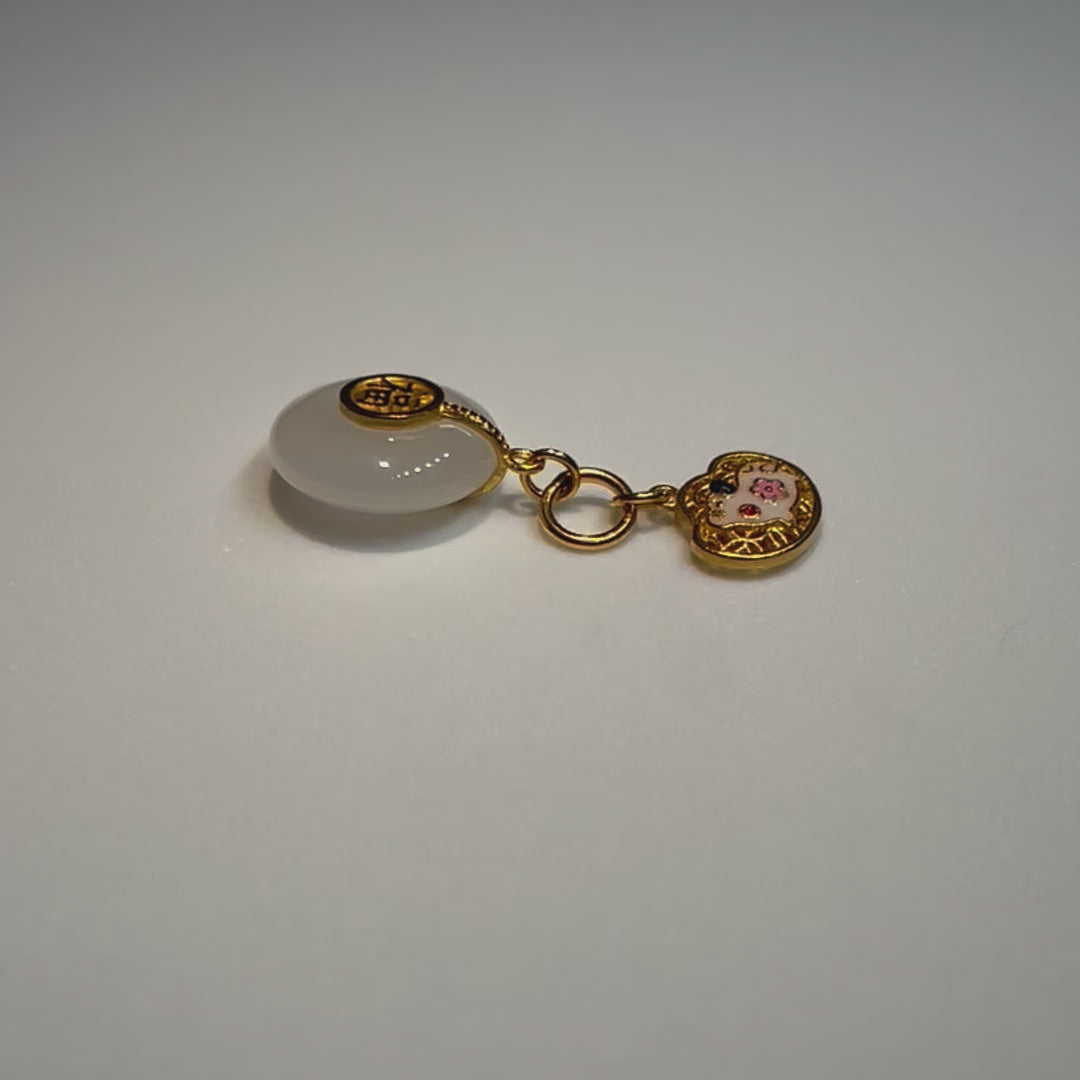 24K Chinese Zodiac Hetian Jade Gold Charm (Pig) 24K Chinese Zodiac Hetian Jade Gold Charm (Pig)