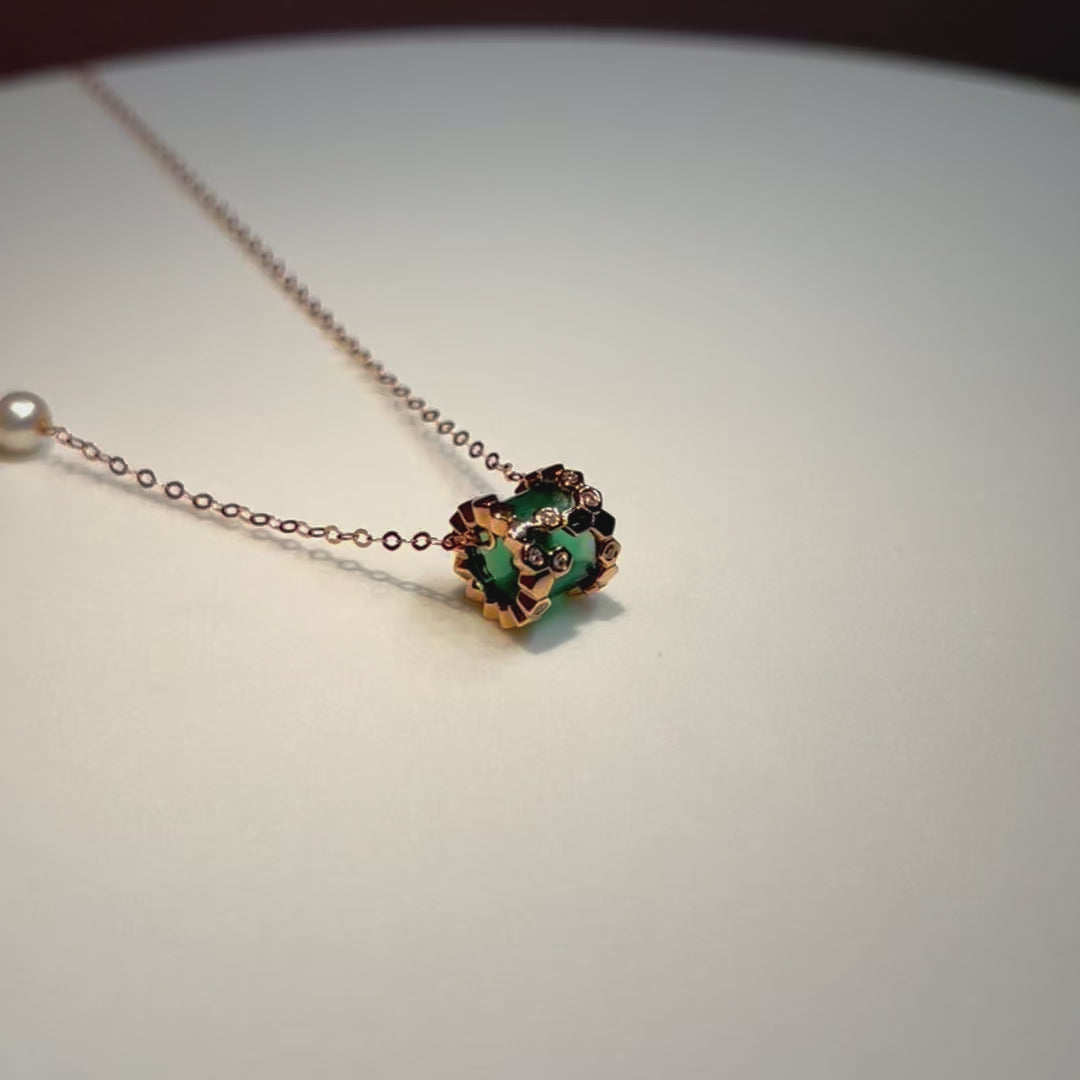Rose Gold Green Agate Necklace Rose Gold Green Agate Necklace