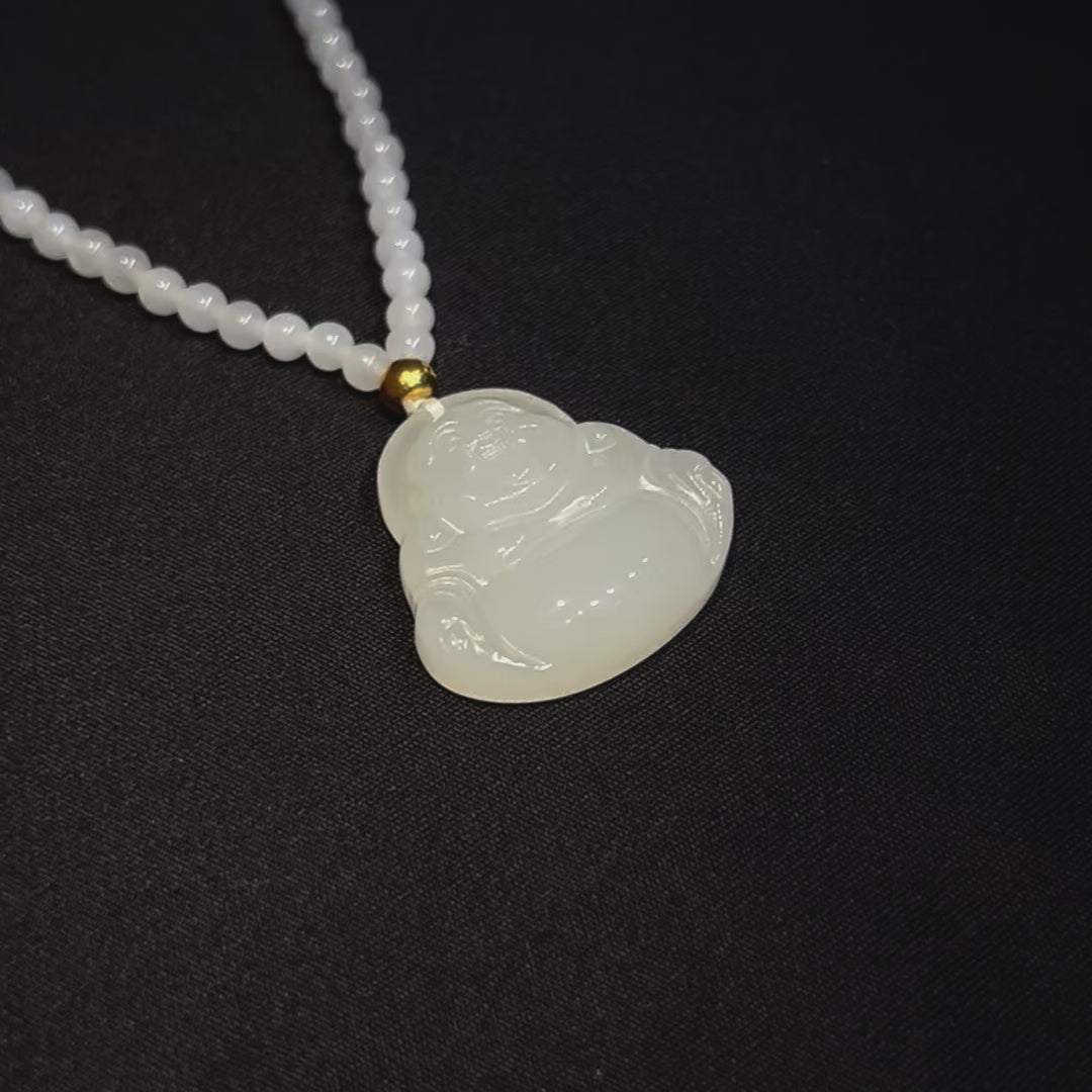 24K Hetian Jade Necklace (Laughing Buddha) 24K Hetian Jade Necklace (Laughing Buddha)