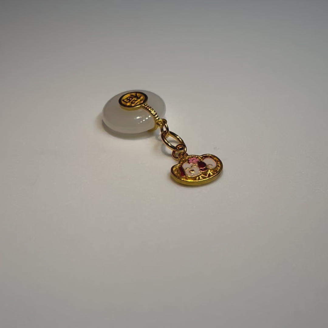 24K Chinese Zodiac Hetian Jade Gold Charm (Dog) 24K Chinese Zodiac Hetian Jade Gold Charm (Dog)