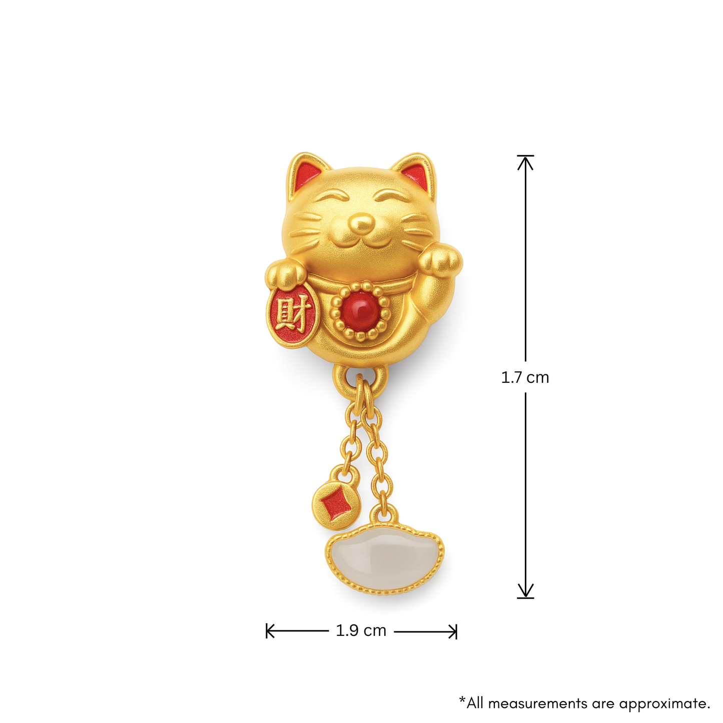 24k Gold Hetian Jade Maneki Neko Charm