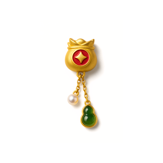 24k Gold Hetian Jade Charm