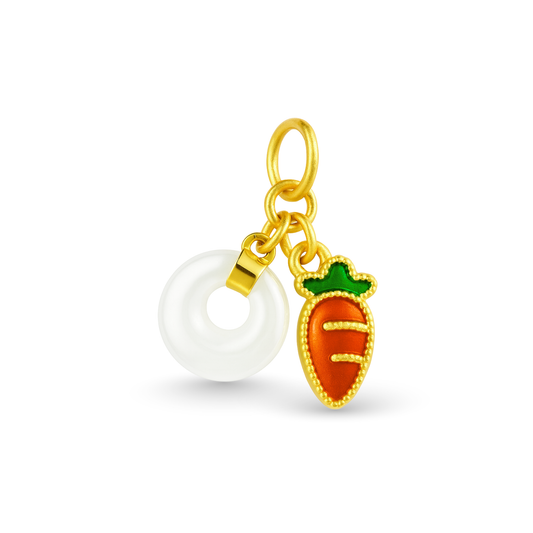 24k Gold Hetian Jade Tangerine Charm