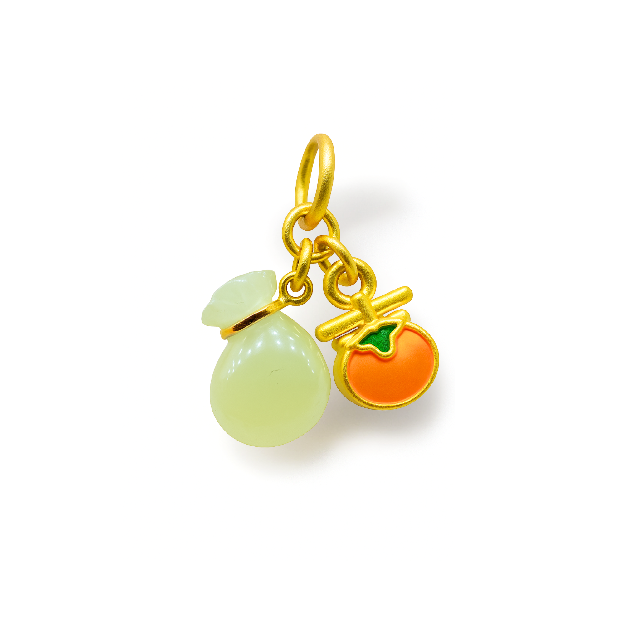 24k Gold Hetian Jade Charm